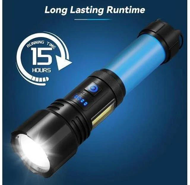 Alt view image 3 of 7 - Rechargeable Flashlight 2 Pack 900000 High Lumens Super Bright Flash Light 7 Modes with COB Work Light IPX6 Waterproof Powerful Handheld LED Flashlights for Camping Hiking