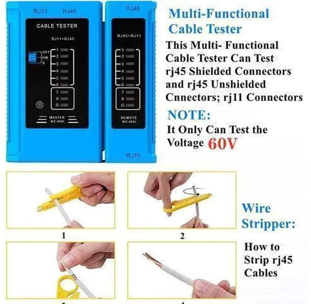 Alt view image 6 of 7 - RJ45 Crimping Tool for Cat6 Cat5e Cat5, Sturdy Crimper for rj45 rj12/11 Pass-Through Connectors with 50pcs rj45 Cat5e Pass-Through Connectors, 50pcs Covers, Wire Stripper; Network Cable Tester