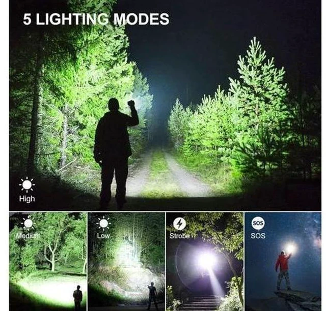 Alt view image 6 of 7 - Rechargeable Flashlights 990 000 High Lumens 2 Pack Led Super Bright Flashlight with 5 Modes & IPX7 Waterproof 15H Running Time High Powered Flash Light for Home Camping Home Emergencies