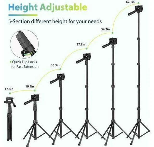 Alt view image 2 of 6 - Aureday 67 Phone Tripod, Detachable and Extendable Selfie Stick Tripod for iPhone/Android Smartphone/Camera/GoPro, Portable Cell Phone Tripod with 360-Degree Rotatable Pan Head
