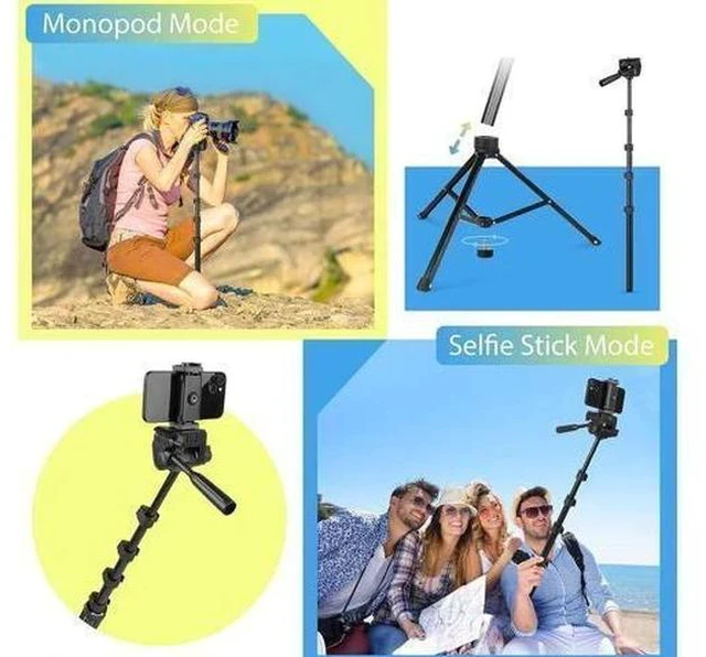 Alt view image 4 of 6 - Aureday 67 Phone Tripod, Detachable and Extendable Selfie Stick Tripod for iPhone/Android Smartphone/Camera/GoPro, Portable Cell Phone Tripod with 360-Degree Rotatable Pan Head