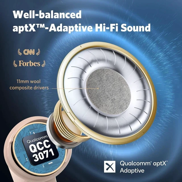 Alt view image 2 of 6 - EarFun Air Pro 3 Noise Cancelling Wireless Earbuds, Qualcomm® aptX Adaptive Sound, 6 Mics CVC 8.0 ENC, Bluetooth 5.3 Earbuds, Multipoint Connection, 45H Playtime, App Customize EQ, Pink