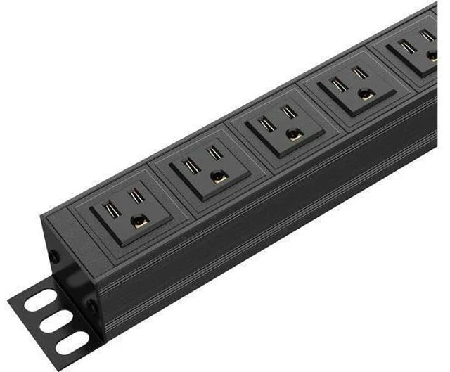 Alt view image 7 of 7 - 6 Outlet Power Strip, Metal Mountable Power Strip Surge Protector, Heavy Duty Wall Mount Power Outlet for Commercial, Industrial, Workshop, 6FT Power Cord, 15A/125V 1875W (Black 6FT)