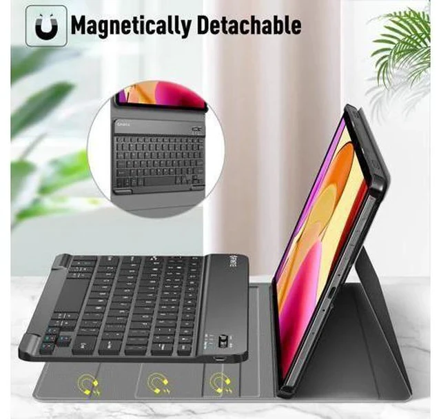 Alt view image 3 of 7 - Fintie Keyboard Case for Fire Max 11 (13th Generation, 2023 Release), Slim Lightweight Cover with Detachable Bluetooth Keyboard, Black