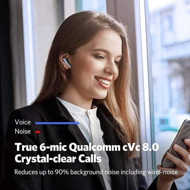 Alt view image 4 of 7 - Zell ZE-EH-0513 Air Pro 3 Noise Cancelling Wireless Earbuds, Qualcomm Aptx Adaptive Sound, 6 Mics Cvc 8.0 Enc, Bluetooth 5.3 Earbuds, Multipoint Connection, 45H Playtime, App Customize Eq, Wireless