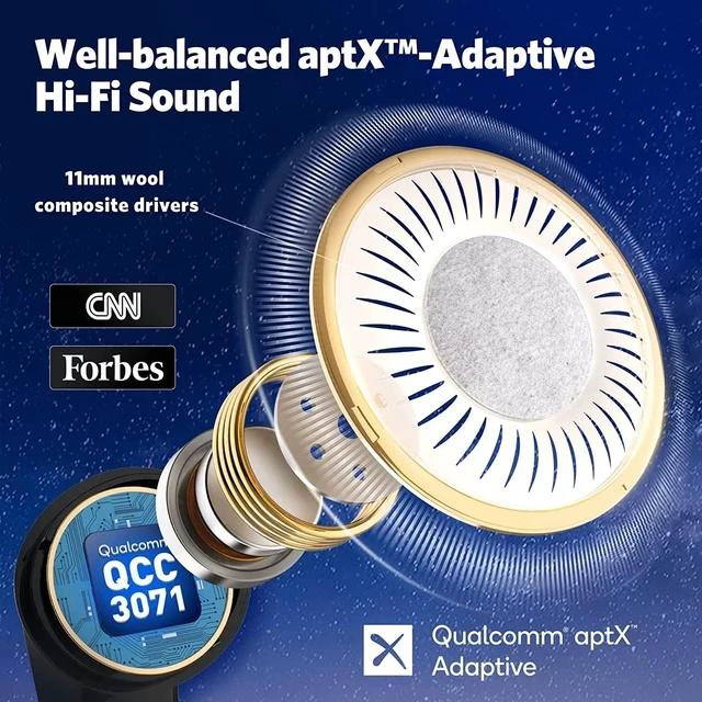 Alt view image 2 of 7 - Zell ZE-EH-0513 Air Pro 3 Noise Cancelling Wireless Earbuds, Qualcomm Aptx Adaptive Sound, 6 Mics Cvc 8.0 Enc, Bluetooth 5.3 Earbuds, Multipoint Connection, 45H Playtime, App Customize Eq, Wireless