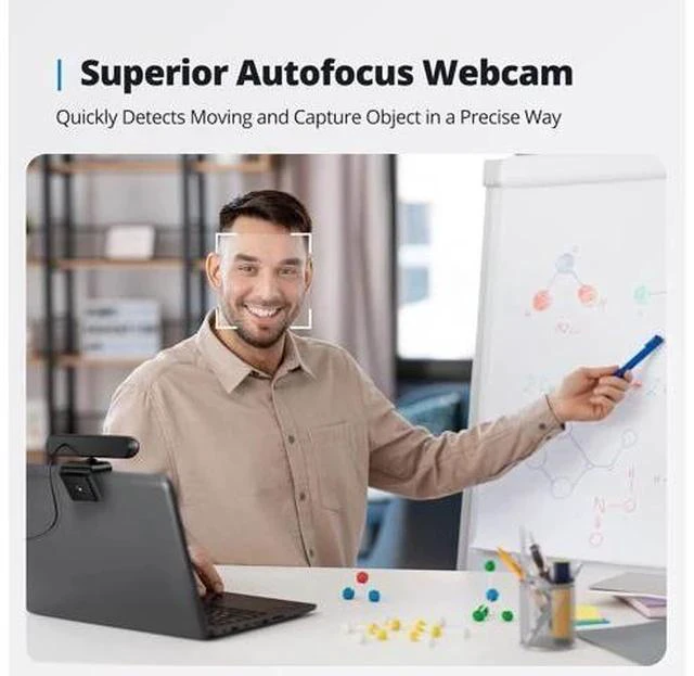Alt view image 3 of 7 - DEPSTECH 4K Webcam, DW40 Webcam with Microphone Autofocus HD Web Camera with Sony Sensor, Privacy Cover & Tripod, Plug and Play USB 8MP Camera Computer Streaming Webcam for Laptop PC/Video Call/Zoom