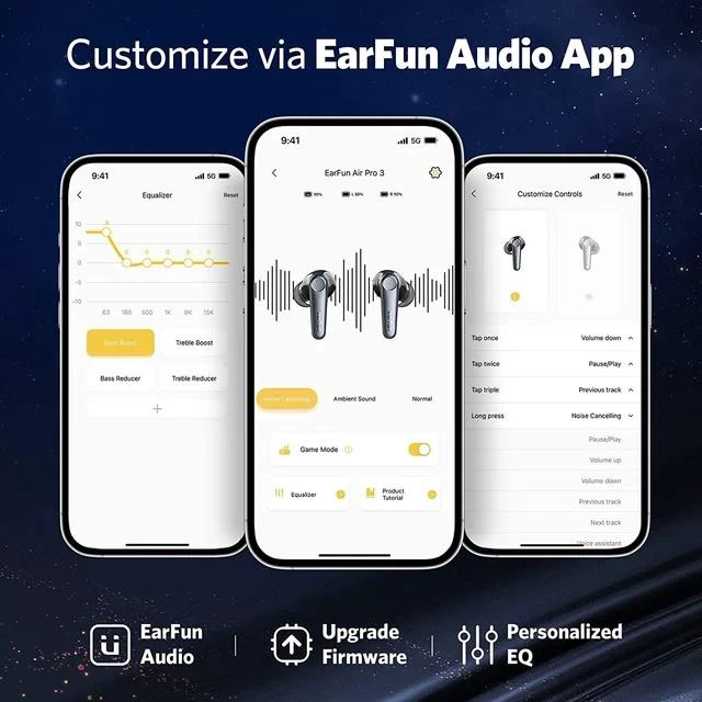 Alt view image 7 of 7 - Zell ZE-EH-0513 Air Pro 3 Noise Cancelling Wireless Earbuds, Qualcomm Aptx Adaptive Sound, 6 Mics Cvc 8.0 Enc, Bluetooth 5.3 Earbuds, Multipoint Connection, 45H Playtime, App Customize Eq, Wireless