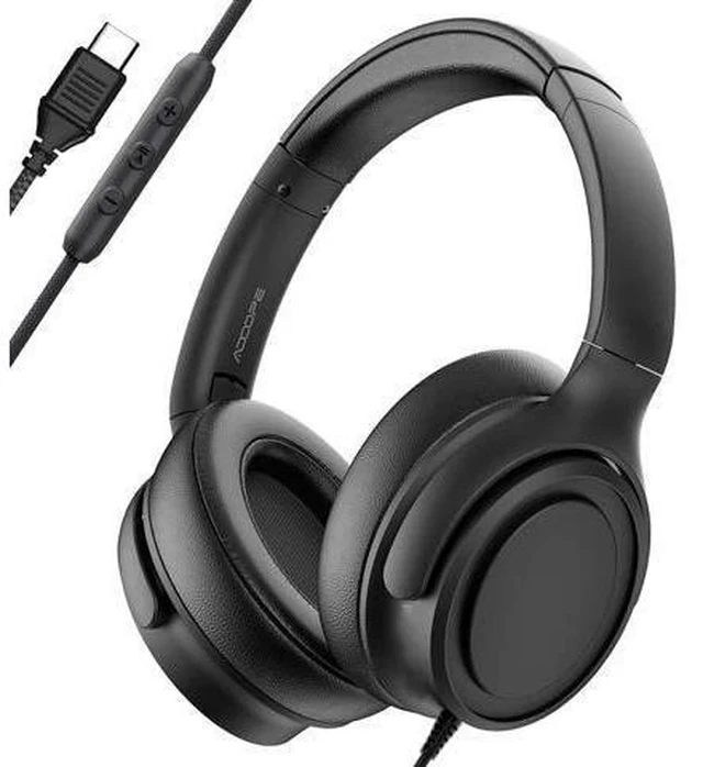 Alt view image 6 of 7 - ADOOPE Wired Over-Ear Headphones with USB C Connector, Hi-Fi Stereo Sound, Noise-Isolating Ear Cups, Comfortable Fit for USB C Devices (No Bag, Black)