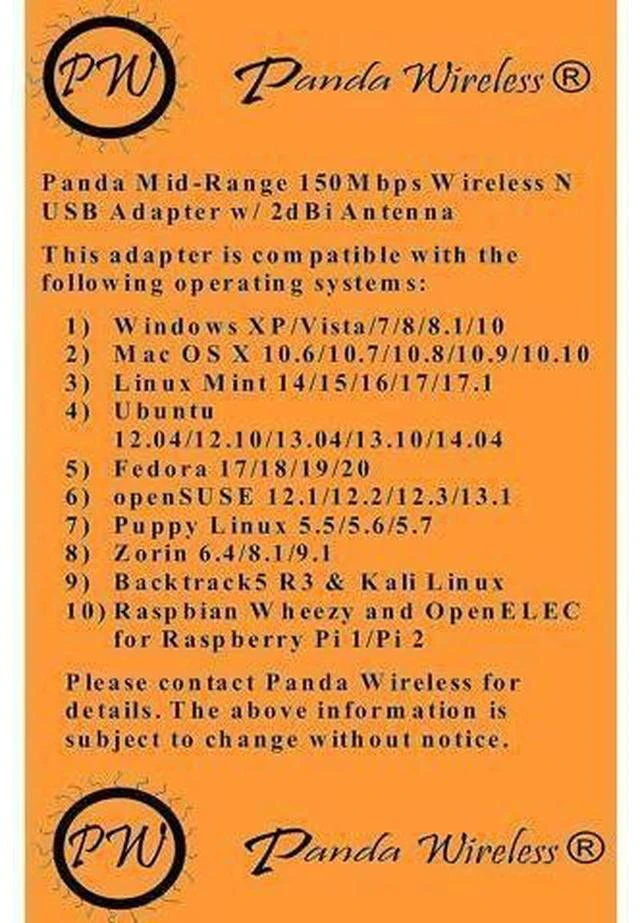 Alt view image 3 of 7 - Panda Wireless PAU04 Mid Range 150Mbps Wireless N USB Adapter w/ 2dBi Antenna - Win XP/Vista/7/8/10/11, Mint, Ubuntu, MX Linux, Manjaro, Fedora, Centos, Kali Linux and Raspbian