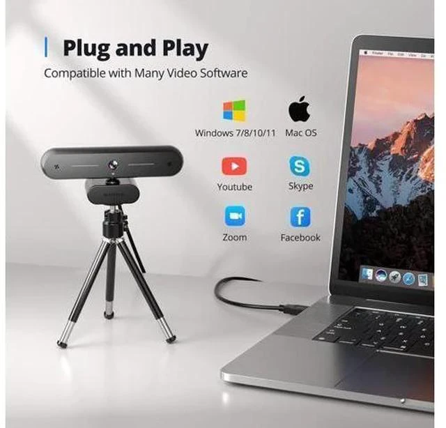 Alt view image 7 of 7 - DEPSTECH 4K Webcam, DW40 Webcam with Microphone Autofocus HD Web Camera with Sony Sensor, Privacy Cover & Tripod, Plug and Play USB 8MP Camera Computer Streaming Webcam for Laptop PC/Video Call/Zoom
