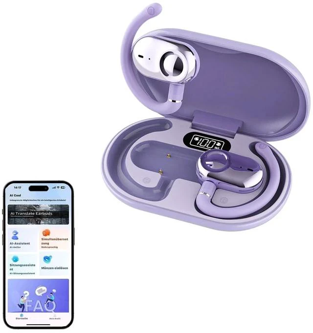 Main image of Over The Ear Translator Earbuds AI Translation Earbuds Earphones Real Time 150 Language Translator Ear Buds Translating Bone Conduction Headphones Wireless Bluetooth Out of Ear Open Ear Earbuds