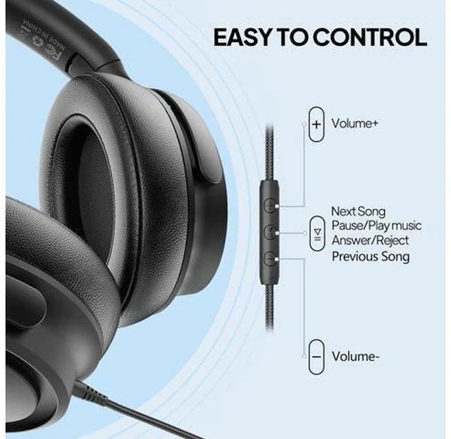 Alt view image 6 of 7 - Wired Over-Ear Headphones with USB C Connector, Hi-Fi Stereo Sound, Noise-Isolating Ear Cups, Comfortable Fit for USB C Devices (No Bag, Black)