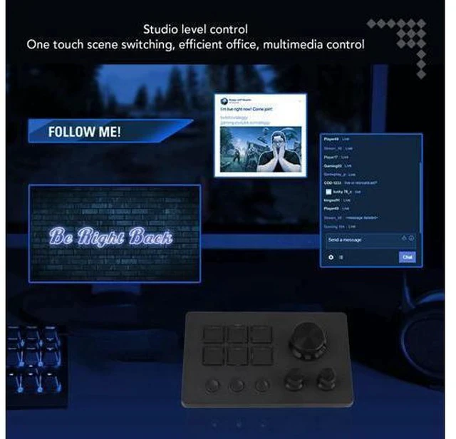 Alt view image 2 of 7 - Visual Keyboard, Visual Keyboard with Knobs 6 Keys LCD Custom Buttons Programmable Keyboards Visual Keyboard for OBS for Twitch for OS X PC (Black)