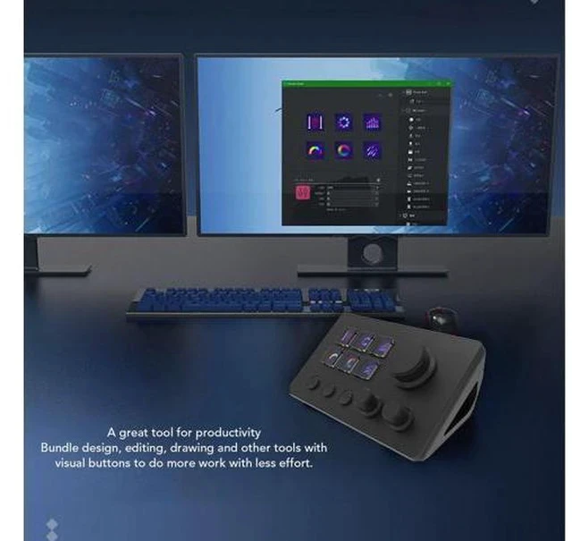 Alt view image 3 of 7 - Visual Keyboard, Visual Keyboard with Knobs 6 Keys LCD Custom Buttons Programmable Keyboards Visual Keyboard for OBS for Twitch for OS X PC (Black)