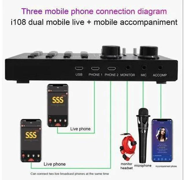 Alt view image 3 of 7 - Audio Card Stereo Sound Professional External Equipment Headphone Volume Control Live Streaming Microphone Speaker