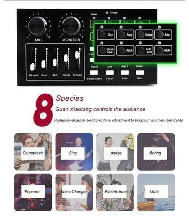 Alt view image 5 of 7 - Audio Card Stereo Sound Professional External Equipment Headphone Volume Control Live Streaming Microphone Speaker