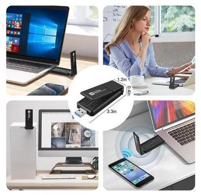 Alt view image 5 of 7 - AX5400 802.11AX WiFi 6E USB 3.0 WiFi Adapter - for PC Laptop Tri Band 6GHz/5GHz/2.4GHz, WPA3, Wireless USB WiFi Dongle Network Adapter,Only Compatible with Windows 11/10, Driver free (Black)