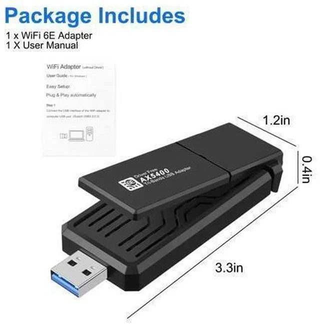 Alt view image 7 of 7 - AX5400 802.11AX WiFi 6E USB 3.0 WiFi Adapter - for PC Laptop Tri Band 6GHz/5GHz/2.4GHz, WPA3, Wireless USB WiFi Dongle Network Adapter,Only Compatible with Windows 11/10, Driver free (Black)