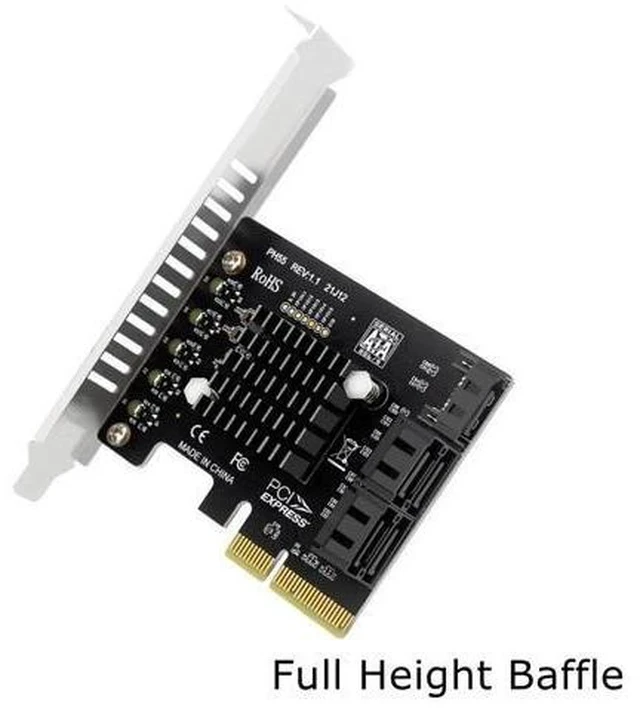 Alt view image 2 of 2 - PCIe To 5 Ports SATA 3 III 3.0 6 Gbps SSD Adapter PCI-e 4x PCI Express X4 Controller Board Expansion Card Support X8 X16 JMB585 Color: Red