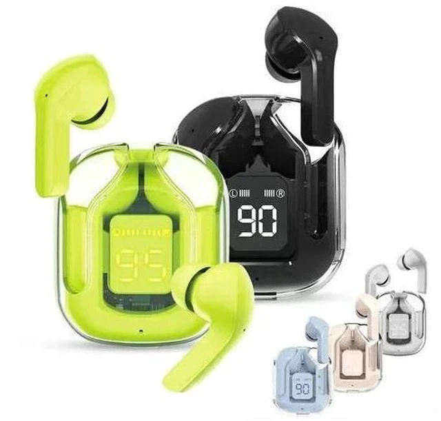 Alt view image 2 of 7 - Air31 TWS Wireless Earphones Transparent in Ear Headset ENC Sports Headphones LED Power Digital Display Stereo Sound Earbuds Green