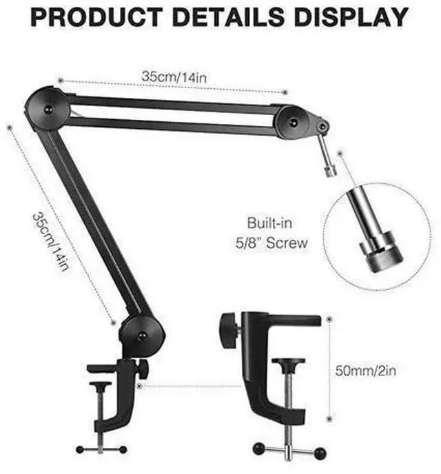 Alt view image 2 of 7 - Microphone Arm Stand Heavy Duty Mic Arm Microphone Stand Suspension Scissor Boom Stands with Mic Clip and Cable Ties for Blue Yeti Snowball and Blue Yeti NanoMedium