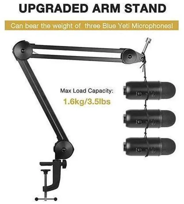 Alt view image 4 of 7 - Microphone Arm Stand Heavy Duty Mic Arm Microphone Stand Suspension Scissor Boom Stands with Mic Clip and Cable Ties for Blue Yeti Snowball and Blue Yeti NanoMedium