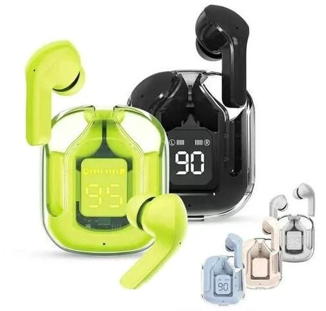 Alt view image 6 of 7 - Air31 TWS Wireless Earphones Transparent in Ear Headset ENC Sports Headphones LED Power Digital Display Stereo Sound Earbuds Green