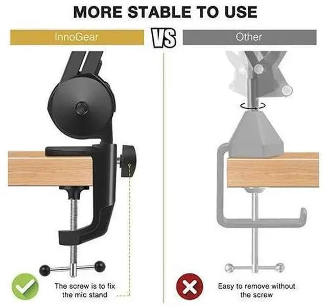 Alt view image 6 of 7 - Microphone Arm Stand Heavy Duty Mic Arm Microphone Stand Suspension Scissor Boom Stands with Mic Clip and Cable Ties for Blue Yeti Snowball and Blue Yeti NanoMedium