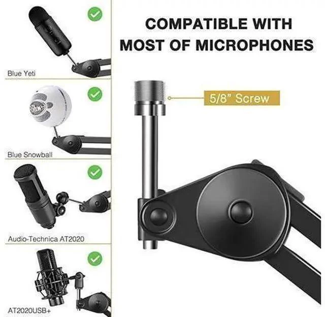 Alt view image 7 of 7 - Microphone Arm Stand Heavy Duty Mic Arm Microphone Stand Suspension Scissor Boom Stands with Mic Clip and Cable Ties for Blue Yeti Snowball and Blue Yeti NanoMedium
