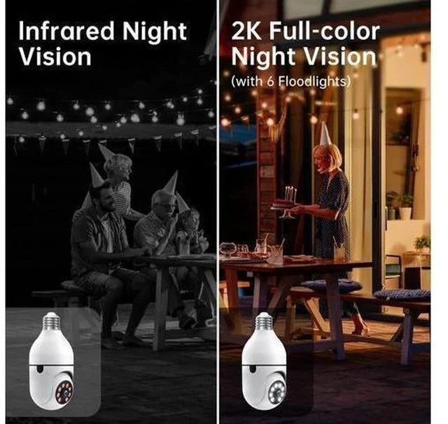 Alt view image 7 of 7 - Light Bulb Security Cameras Wireless Outdoor - 5G&2.4G wifi bulb Cameras for Home Security Outside Indoor, Full-Color Night Vision, Siren Alarm, 24/7 Recording Bulb Camera Work with Alexa (Snow white)
