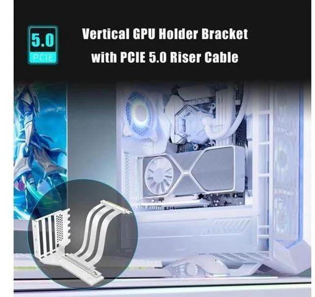 Alt view image 2 of 7 - GLOTRENDS 3-Slot GPU Support Bracket with 150mm PCIe 5.0 Riser Cable for GPU Vertical Mount, Compatible with RTX5090 RTX4090 RX9070 RX7900, PC Cases with Open PCI 7/8-slot Design