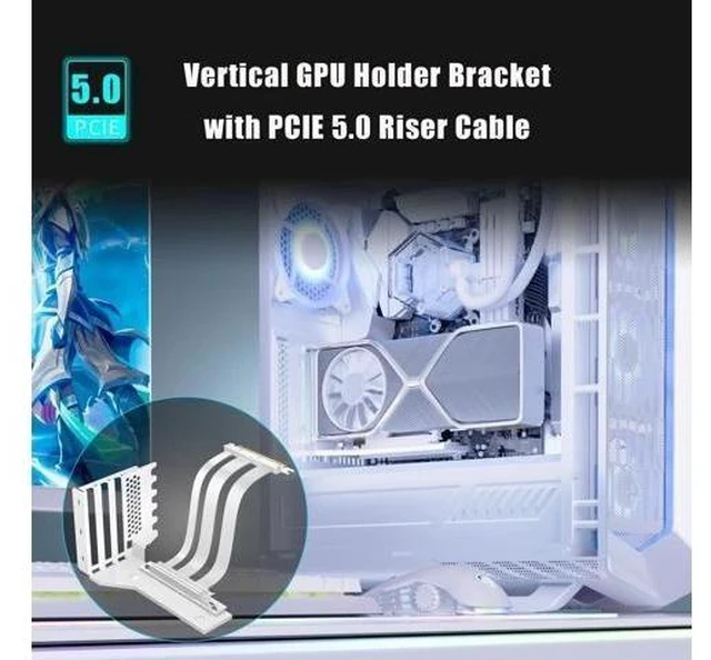 Alt view image 7 of 7 - GLOTRENDS 3-Slot GPU Support Bracket with 150mm PCIe 5.0 Riser Cable for GPU Vertical Mount, Compatible with RTX5090 RTX4090 RX9070 RX7900, PC Cases with Open PCI 7/8-slot Design