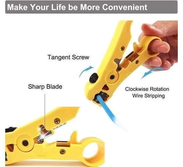 Alt view image 3 of 7 - Coax Cable Crimper Tool Kit, Coaxial Compression Tool for rg6 rg59 rg11 with 1 Wire Stripper, 10pcs F Male rg6 Connectors And 10pcs Female to Female rg6 Connectors, 1 Screwdriver