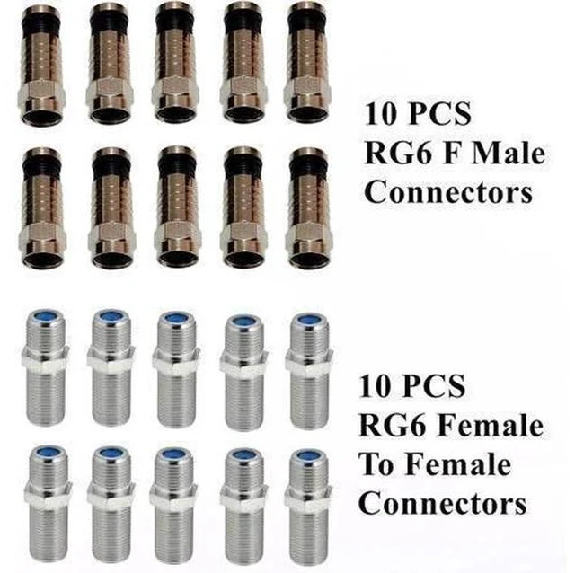 Alt view image 5 of 7 - Coax Cable Crimper Tool Kit, Coaxial Compression Tool for rg6 rg59 rg11 with 1 Wire Stripper, 10pcs F Male rg6 Connectors And 10pcs Female to Female rg6 Connectors, 1 Screwdriver