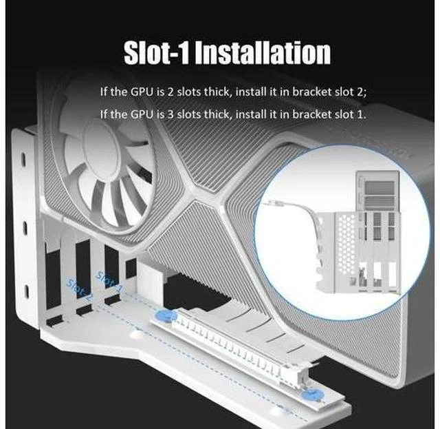Alt view image 5 of 7 - GLOTRENDS 3-Slot GPU Support Bracket with 150mm PCIe 5.0 Riser Cable for GPU Vertical Mount, Compatible with RTX5090 RTX4090 RX9070 RX7900, PC Cases with Open PCI 7/8-slot Design