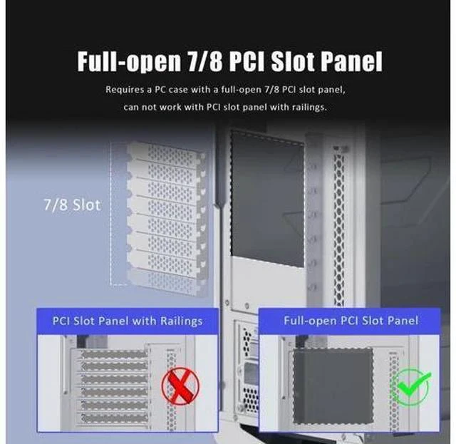 Alt view image 4 of 7 - GLOTRENDS 3-Slot GPU Support Bracket with 150mm PCIe 5.0 Riser Cable for GPU Vertical Mount, Compatible with RTX5090 RTX4090 RX9070 RX7900, PC Cases with Open PCI 7/8-slot Design