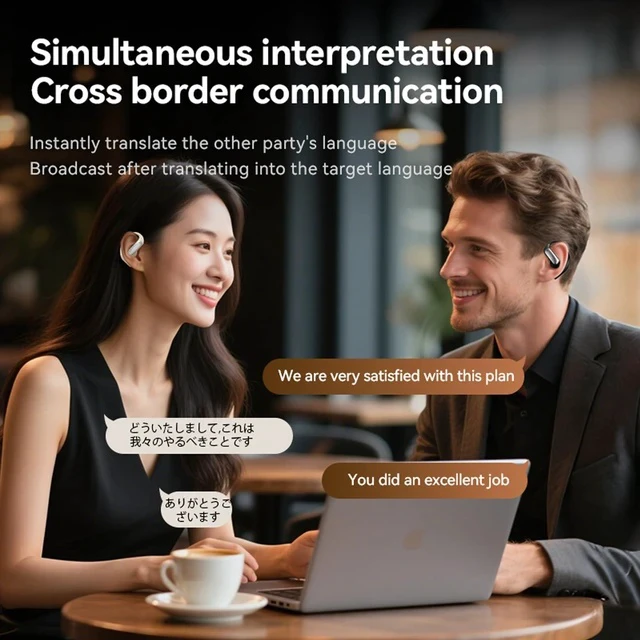 Alt view image 2 of 7 - Translation Translator Earbuds Real Time AI Language Translating Translate Open Ear Earbuds Headphones for iPhone Android Spanish Ear Piece Buds Earphone Earpiece Translator Device 140+ Languages