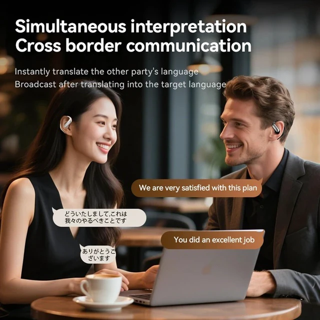 Alt view image 7 of 7 - Translation Translator Earbuds Real Time AI Language Translating Translate Open Ear Earbuds Headphones for iPhone Android Spanish Ear Piece Buds Earphone Earpiece Translator Device 140+ Languages