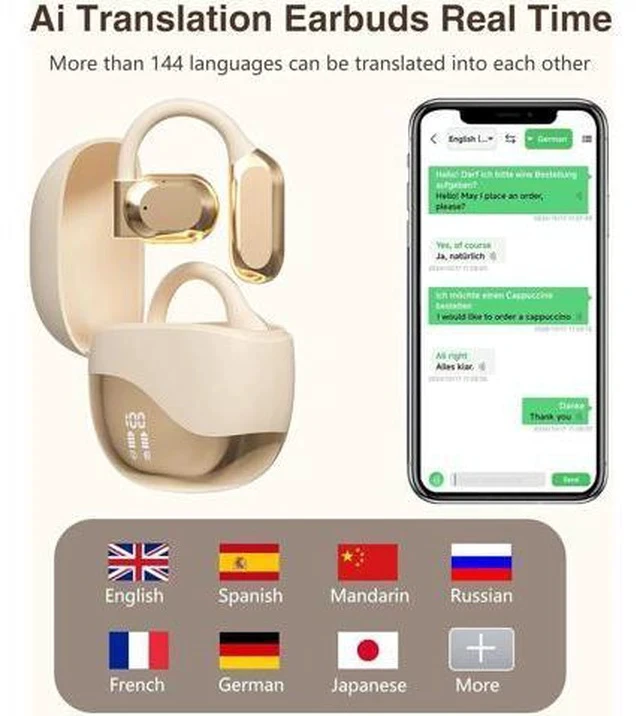 Alt view image 2 of 7 - AI Real-Time Translation Earbuds,Wireless Earbuds,144 Languages Ear Buds,Two-Way Translator Earbuds, Bluetooth Headphones, Ear pods Wireless,HD Sound Translating Earbuds for Travel (Skin-Colored)