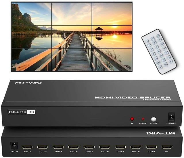 Main image of Video Wall Controller 3x3, HDMI Video Wall Support UHD 4K Input & 1080P Output for 9 TV Splicing Display, 9 Channel Video Wall Processor