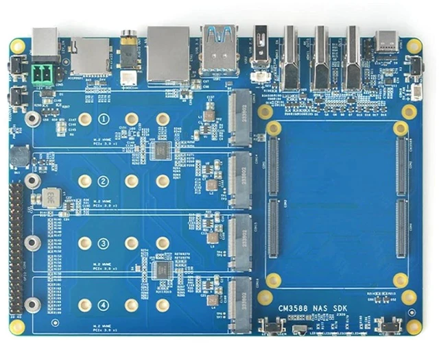 Alt view image 2 of 2 - CM3588 Plus Mini NAS Platform, up to 8K Video, RK3588,OpenMediaVault fit,32GB LPDDR5, 4 x M.2 PCIe3.0 Socket, NAS Solutions, Home Server,Local Cloud Storage (NAS Carrier Board)