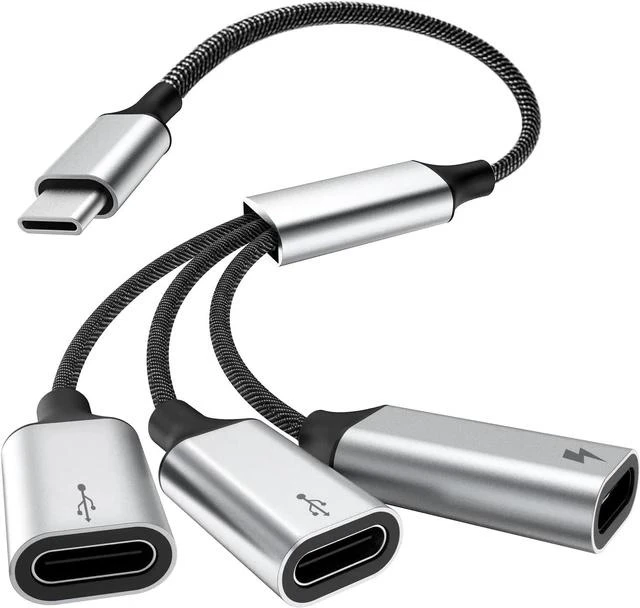 Main image of USB C Splitter Cable USB-C Male to 3 Type C Female Adapter with Fast Charging Data Transfer 3 in 1 OTG Type-C Cord Converter for iPhone 16/15 16/15 Pro/Pro Max/Plus iPad Tablet Mac