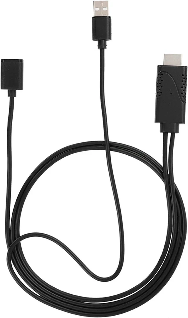 Alt view image 2 of 7 - 2 in 1 1080P USB to HDMI Adapter USB Female to HDMI Male iPhone Android Black 1M