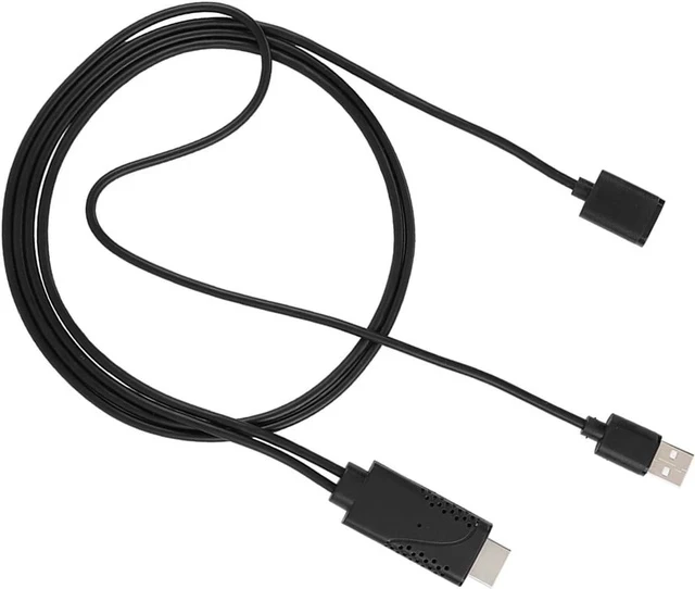 Alt view image 7 of 7 - 2 in 1 1080P USB to HDMI Adapter USB Female to HDMI Male iPhone Android Black 1M