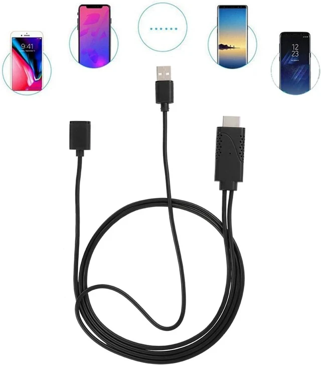 Alt view image 4 of 7 - 2 in 1 1080P USB to HDMI Adapter USB Female to HDMI Male iPhone Android Black 1M
