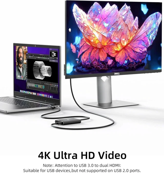 Alt view image 5 of 7 - USB 3.0 to Dual HDMI Adapter Compatible with Windows/Mac OS 4K@30Hz/1080P@60Hz Hdmi USB to HDMI Splitter MST Mode USB to hdmi Adapter for 2 Monitors
