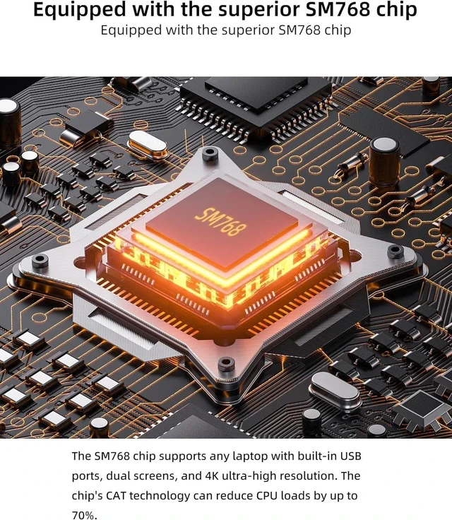 Alt view image 7 of 7 - USB 3.0 to Dual HDMI Adapter Compatible with Windows/Mac OS 4K@30Hz/1080P@60Hz Hdmi USB to HDMI Splitter MST Mode USB to hdmi Adapter for 2 Monitors