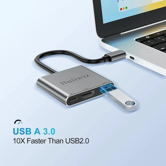 Alt view image 4 of 7 - USB C to HDMI Adapter with Multiport(4K@60Hz/USB3.0/PD 100W) USBC to HDMI Adapter for iPhone iPad MacBook Switch to TV Monitor Projector