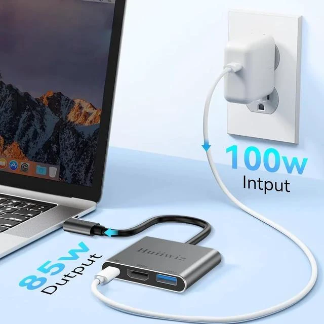 Alt view image 5 of 7 - USB C to HDMI Adapter with Multiport(4K@60Hz/USB3.0/PD 100W) USBC to HDMI Adapter for iPhone iPad MacBook Switch to TV Monitor Projector